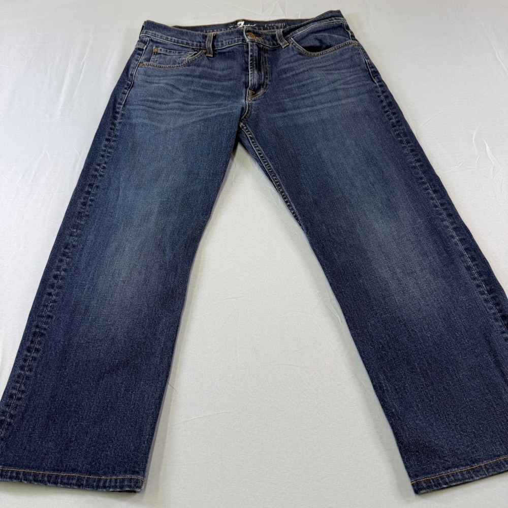 7 for All Mankind Carsen Men Straight Leg Jean Med Wash Denim 34 x 25‎ short leg